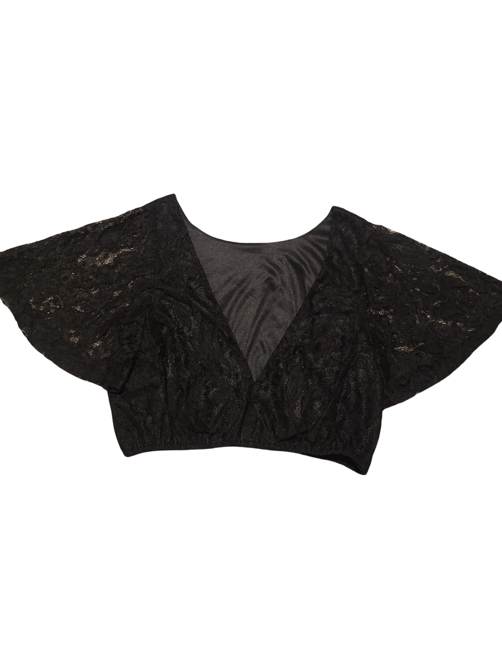 Pins & Needles Black Lace Flutter Sleeve Crop Top